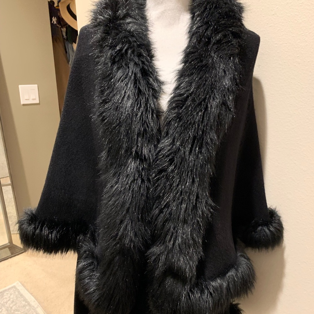 Black Faux Fur Shawl